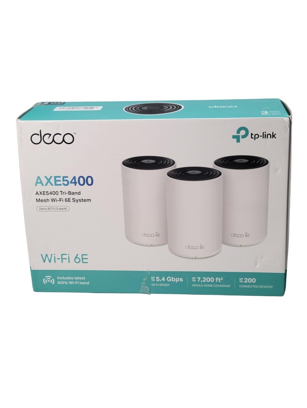 TP-LINK Deco XE75 AXE5400 Wi-Fi 6E Router Mesh System - White (3-Pack)